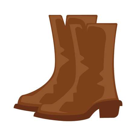 Brown cowboy boots pair isolated on white vector illustrationのイラスト素材
