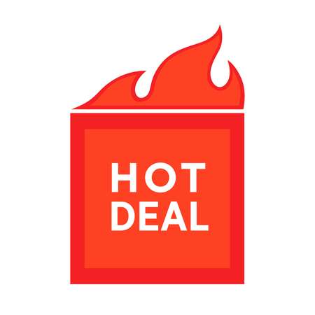 Hot deal advertising poster price reduction sticker with burning symbolのイラスト素材