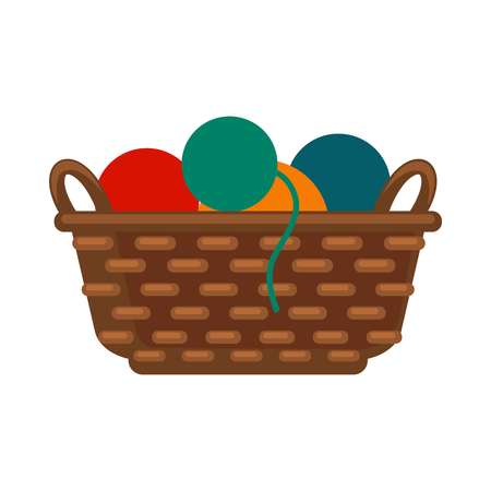 Wicker basket with colorful yarns vector illustration isolated vectorのイラスト素材