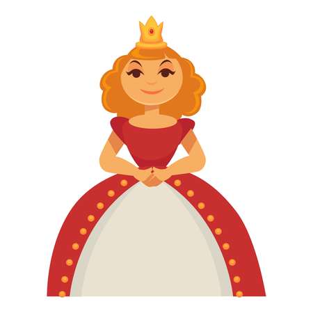 Princess in crown in luxury splendid dress vector illustration isolatedのイラスト素材