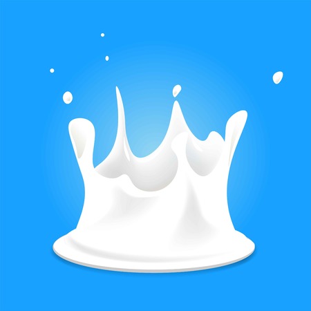 White milk splashes fresh organic drink on blue backgroundのイラスト素材
