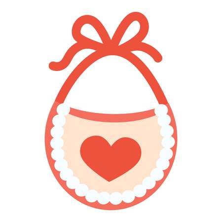 Baby bib with red heart vector illustration isolated on whiteのイラスト素材