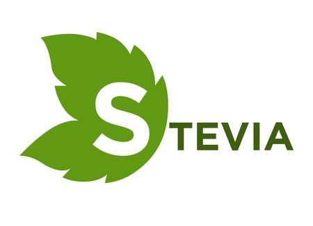Stevia green leaf with inscription isolated on whiteのイラスト素材