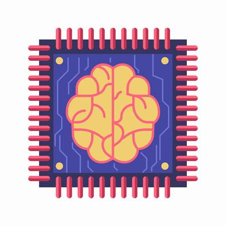 Chip with brain symbol