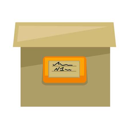 Cardboard box with sign on side isolated illustrationのイラスト素材