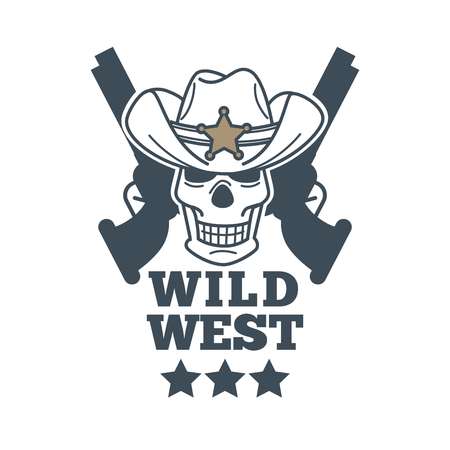 Skull with revolversのイラスト素材