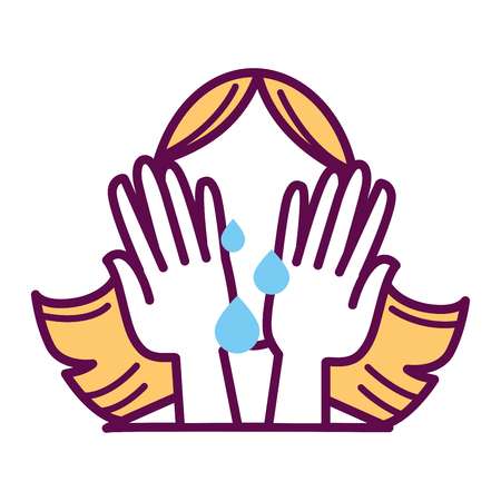 Woman crying closing faceのイラスト素材