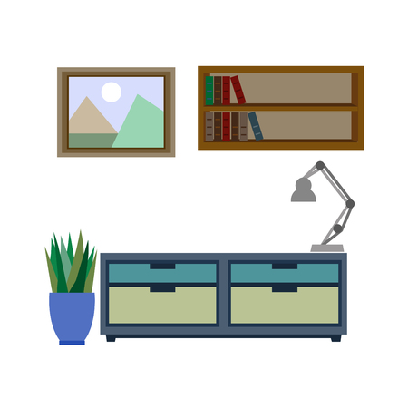 Stylish furniture for living room colorful vector posterのイラスト素材