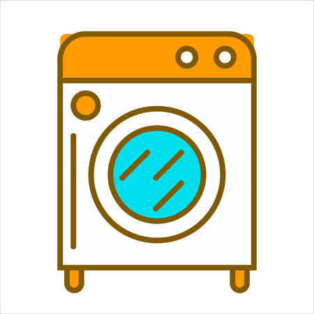 Cartoon white washing machine with orange topのイラスト素材