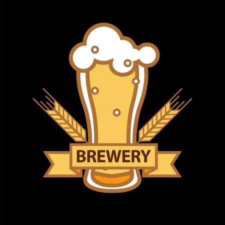 Beer glass mug vector icon for brewery bar pub or product label.のイラスト素材