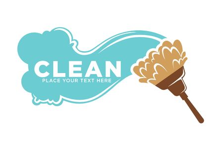Cleaning services logotype with water and brush illustrationsのイラスト素材