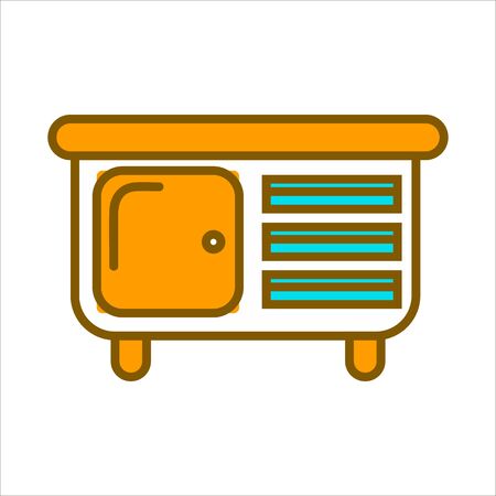 Orange commode with small drawers and big shelfのイラスト素材