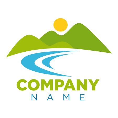 Emblem with place for company name and landscapeのイラスト素材