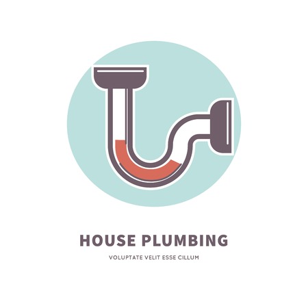 House plumbing service emblem with clogged pipe illustration.のイラスト素材