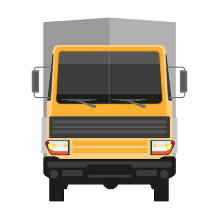 Lorry with grey trailer isolated on white front viewのイラスト素材