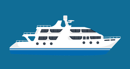 White luxurious passenger liner isolated on blue backgroundのイラスト素材