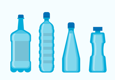 Plastic blue water bottles set isolated on whiteのイラスト素材