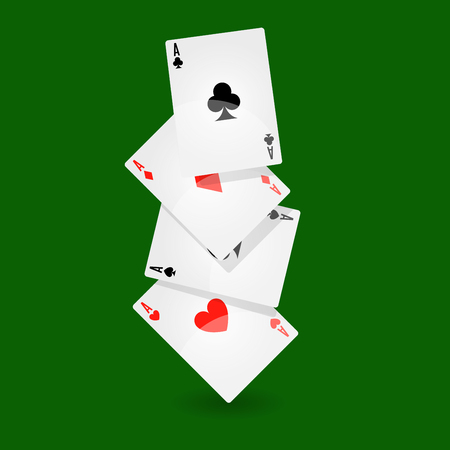 Playing cards set of four on green backgroundのイラスト素材