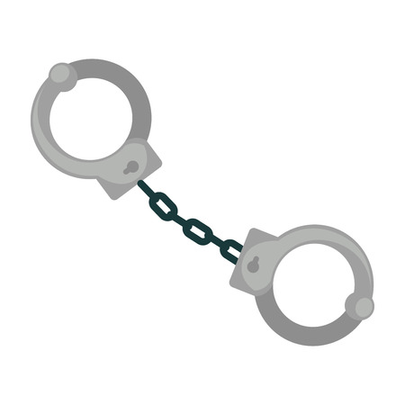Simple metal handcuffs on chain isolated cartoon illustrationのイラスト素材