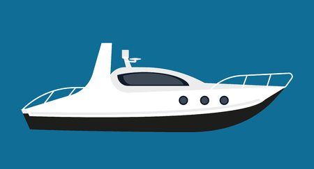 Modern white boat for short distance cruises isolated illustrationのイラスト素材