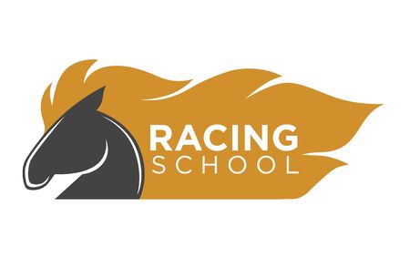 Horse racing school logo label with animal isolated on whiteのイラスト素材