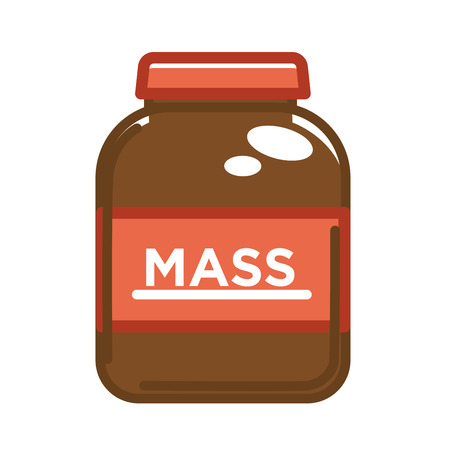 Vector illustration of big brown can with mass word containing sport food.のイラスト素材