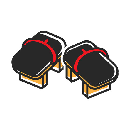 Vector illustration of traditional black asian shoes with wooden sole.のイラスト素材