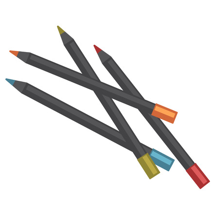 Color pencils of black wood lay in messのイラスト素材