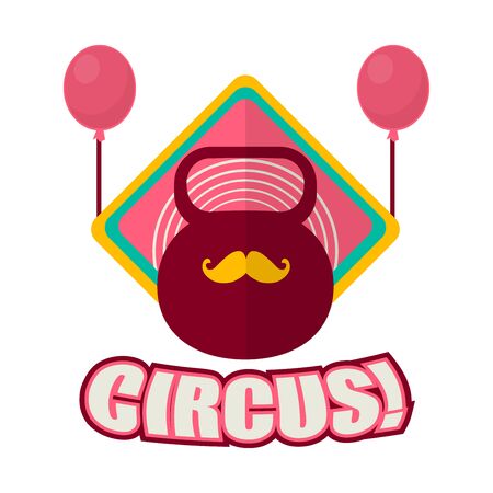 Circus promotional logotype with weight and balloons ilustrationのイラスト素材