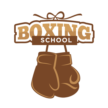 Boxing sport school isolated emblem with gloves illustrationのイラスト素材