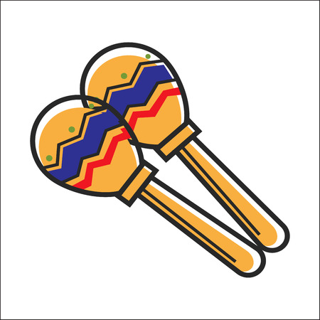 Mexican colorful maracas closeup vector graphic posterのイラスト素材