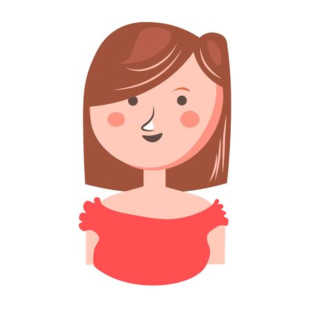 Vector illustration of young happy woman in red gown isolated on white.のイラスト素材