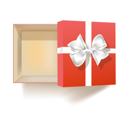 Open empty gift box with bow view from aboveのイラスト素材