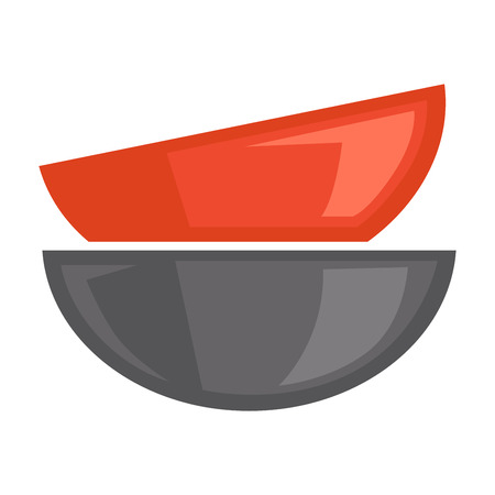 Two red and grey bowls on white vector posterのイラスト素材