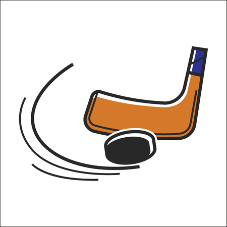 Canadian hockey stick and puck vector isolated Canada traditional sport symbolのイラスト素材