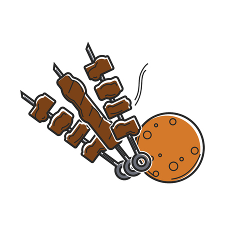 Kebab barbecue food vector icon for Arab Emirates famous travel and cultureのイラスト素材