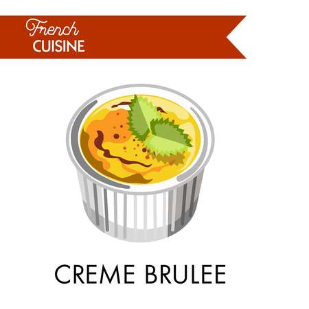 Sweet creme brulee from french cuisine in special dishのイラスト素材