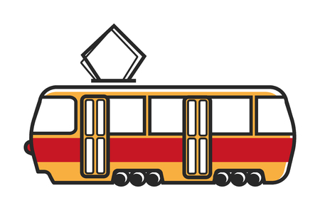 Tram wagon with special metal antenna isolated illustrationのイラスト素材