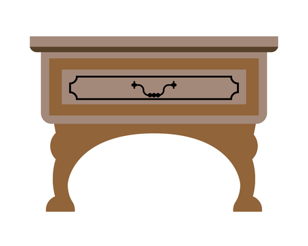 Vector illustration of simple wooden table with drawer isolated on white.のイラスト素材