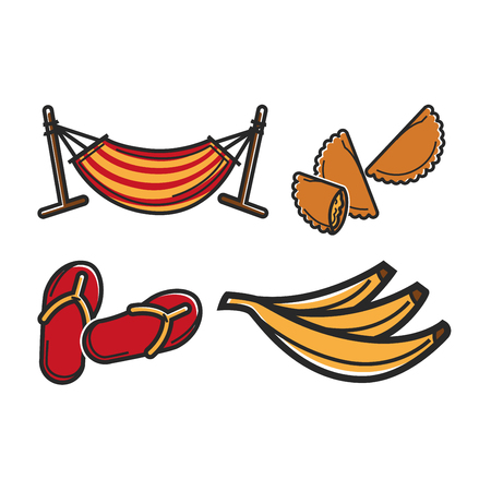 Hammock and different foodのイラスト素材