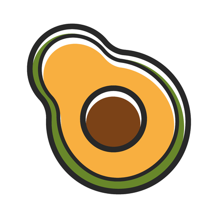 Half of fresh organic avocado isolated cartoon illustrationのイラスト素材