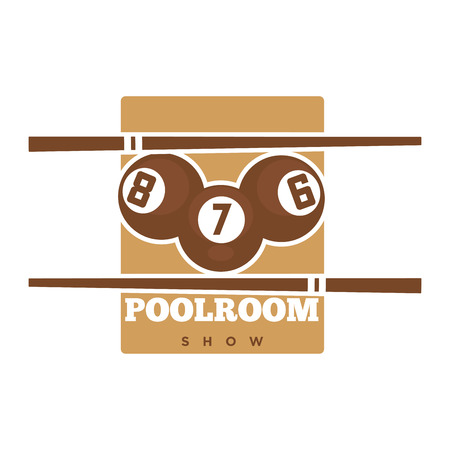 Pool room show promotional emblem in sepia colors