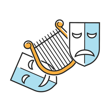 Sad and happy theater masksのイラスト素材