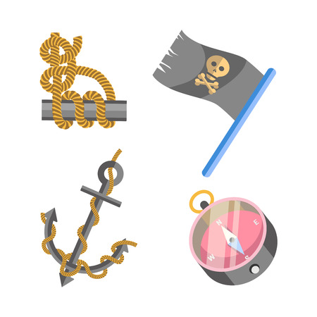 Marine nautical equipment and ship vector icons setのイラスト素材