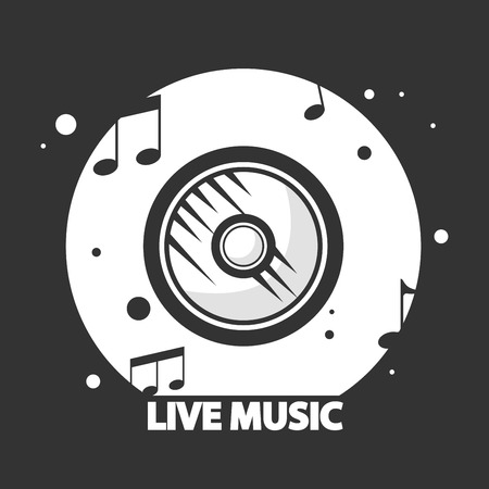 Live music black and white logotype with vynil recordのイラスト素材
