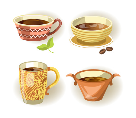 Set of coffee and tea mugsのイラスト素材