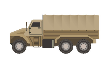 Military truck with trunk upholstered with tent isolated illustrationのイラスト素材