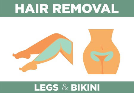 Hair removal from legs and bikini zone with help of special cosmetic means promotional banner. vector illustration.のイラスト素材