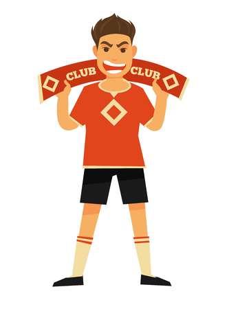 Football fan with symbolic scarf and angry faceのイラスト素材