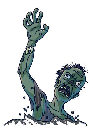 Zombie that climbs out of ground isolated illustrationのイラスト素材